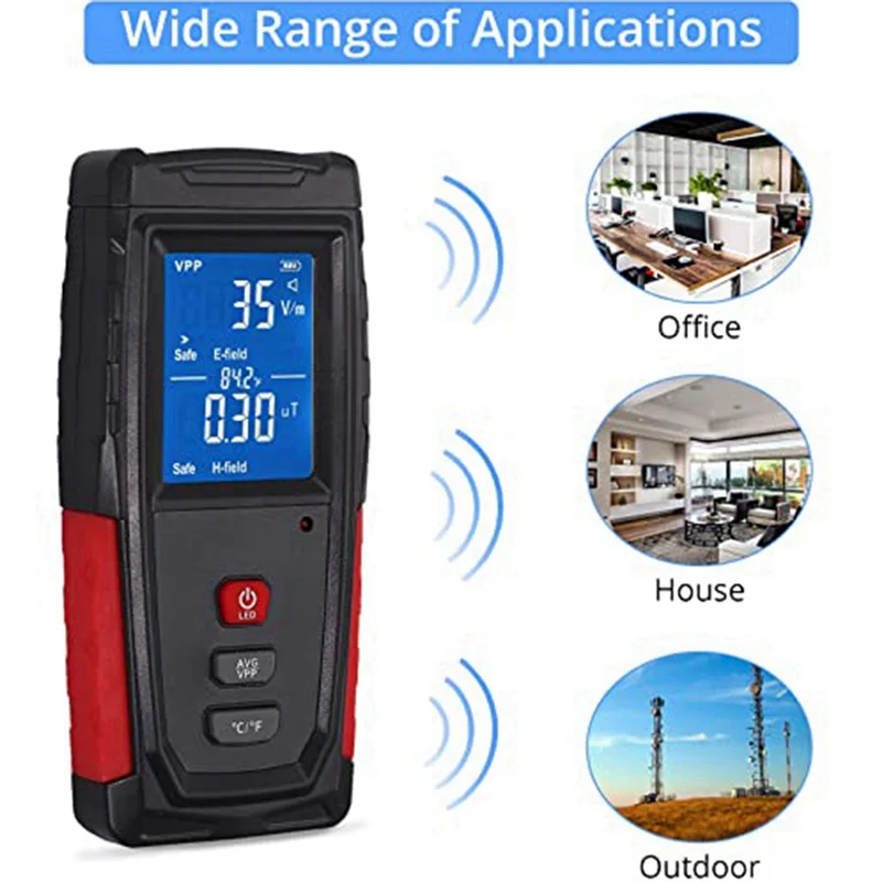 【VENDA RÁPIDA】 1 conjunto de testador EMF de alarme de som e luz (1-1999V/M, 0,01-99,99Μt) Mini display digital LCD Sensor de radiação embutido Re