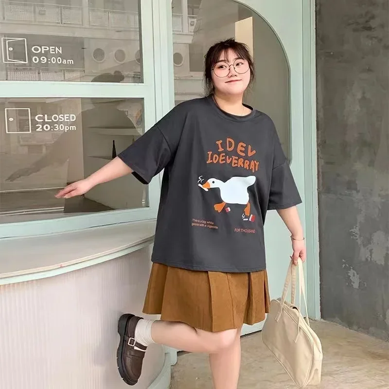 Loose Elastic Comfort T-Shirt for Women, Plus Size Clothing for Lady, Big and Large Add, Casual Tops, Oversize Shorts, Summer