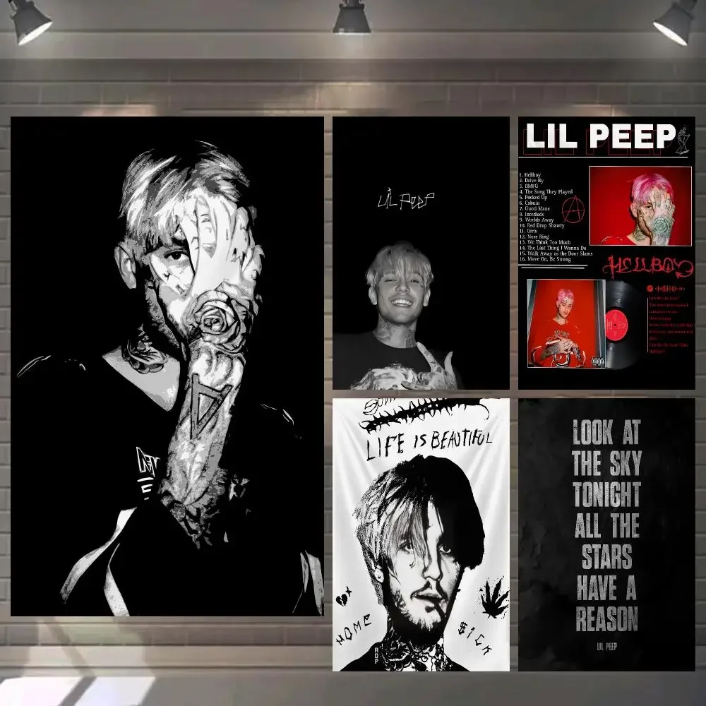 L-Lil Peep Look At The Sky Tonight Tapestry Microfiber Background Art Decor For Bedroom  Bar Garden Outdoor Festival Wall Deco