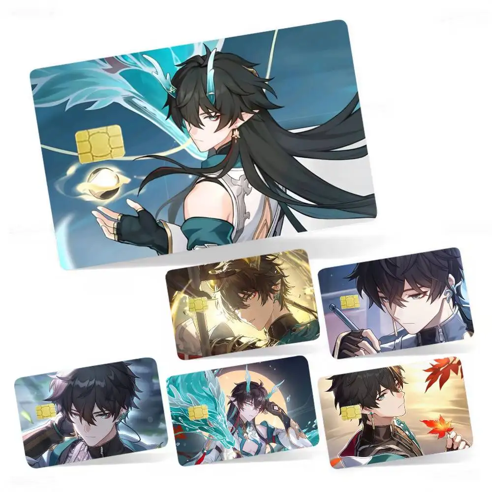 

Honkai D-Dan Heng S-Star Rail 4pcs 1Set Laser Holographic Sticker Skin Cover for Credit Bank Debit Card
