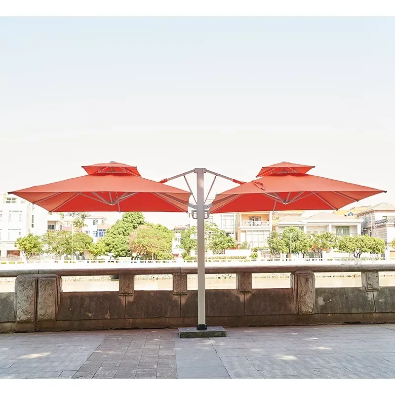 2026 Superior Quality Aluminum Double Side Cafe Garden Umbrella Outdoor Parasolspromote sales