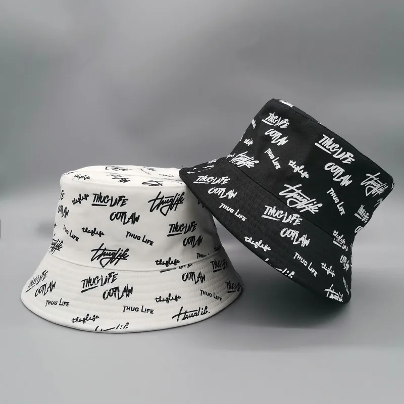 

Double Side English Letters Printed Embroidery Bucket Hats Art Casual Wear Sunshade Basin Double-sided Sunhats Unisex Hat