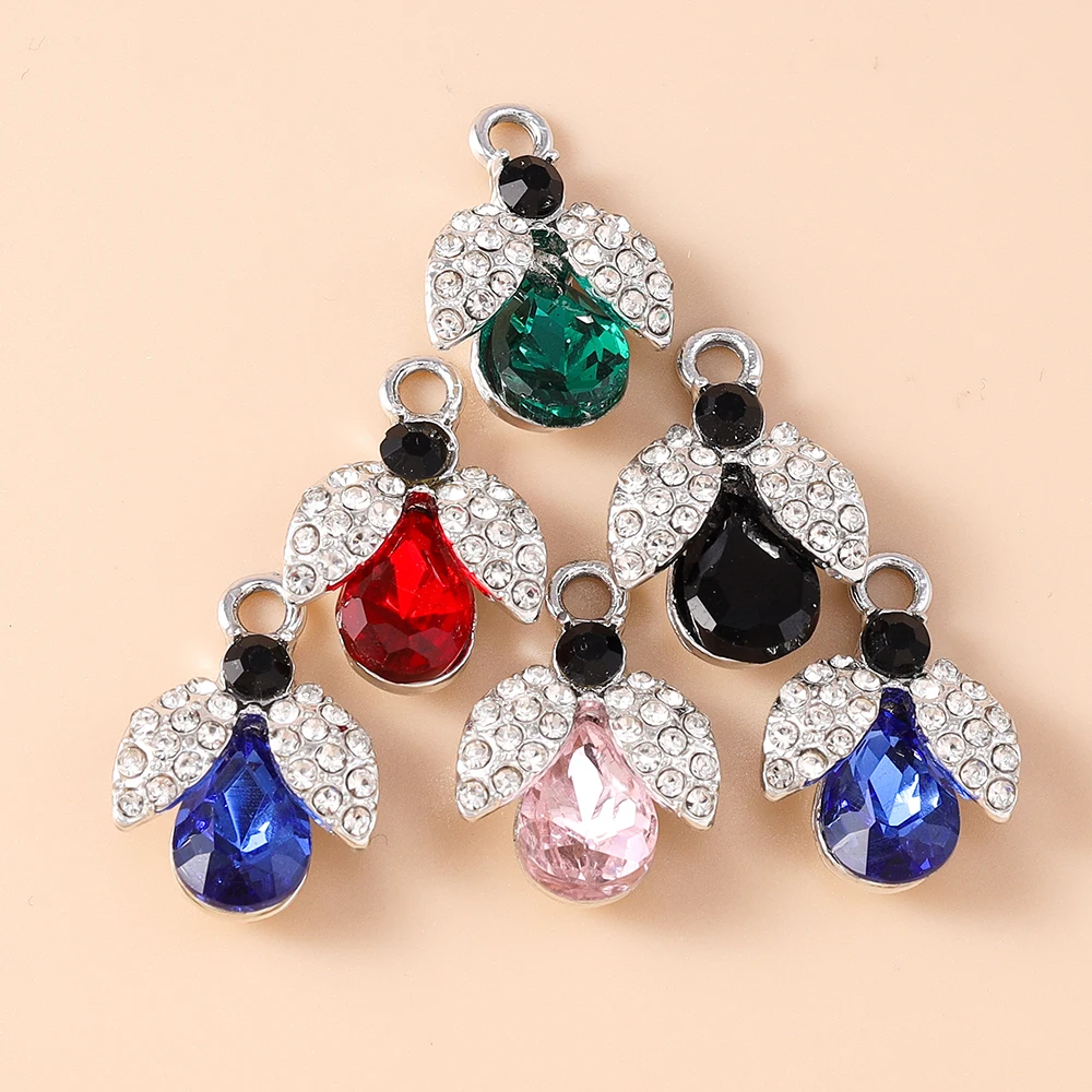 10 Stück 19*14mm wunderschöne Anhänger mit CZ-Kristall-Bienenmotiv für baumelnde Ohrringe, Halsketten, DIY-Schmuckherstellung, Zubehör – Detail 3