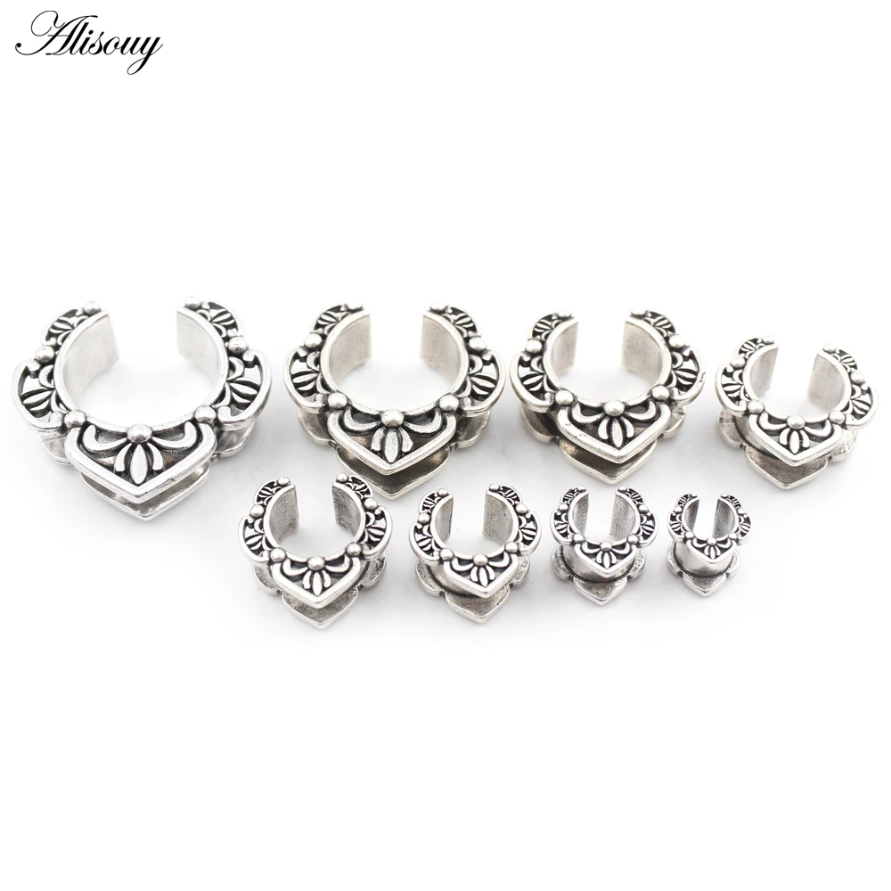 Alisouy 1PC Copper Dung Beetle Flower Bat Wing Saddle Ear Tunnel Plugs Expander Stretcher Gauges Earrings Piercing Body Jewelry