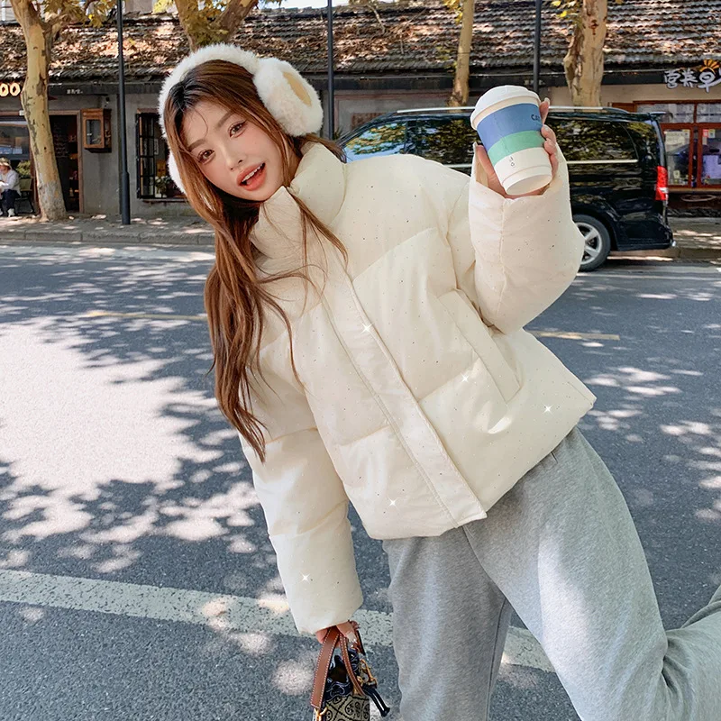 Down Jacket for Women Winter 2024 Korean Style Loose Cotton Jacket, Modern Style Thickened Short Style Starry Perm Coat