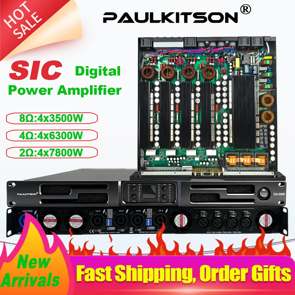 Paulkitson PD4-3500 4-Kanal SIC Digital Class D Leistungsverstärker mit hoher Ausgangsleistung für professionelle Bühnen-, Bar- und Konzert-Audio-Lautsprecher – Detail 1