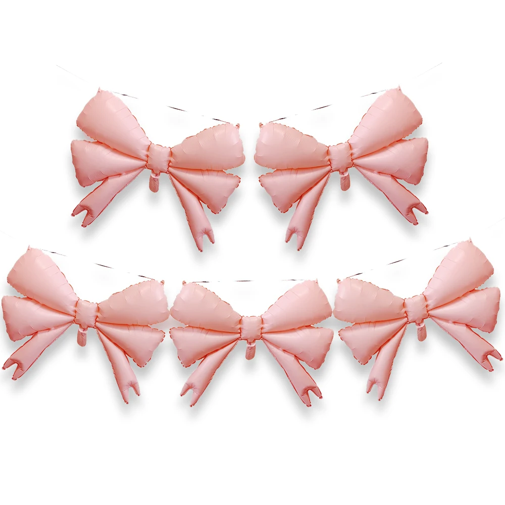 5pcs Pink Bow Big Balloon Macaron Bow Theme Birthday Party Baby Shower Girl Party Wedding Valentine's Day Decorations Supplies