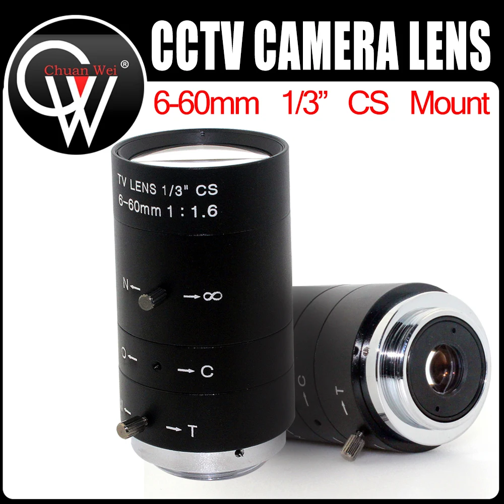 Obiektyw 3mp 6-60mm 1/3" CS CCTV Obiektyw IR F1.6 Ręczny zoom Ręczna przysłona Obiektyw CS do kamery IP CCTV CCD BOX KAMERA USB