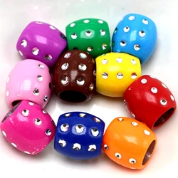 50pcs Mixed Color Sparkling Silver Acrylic Oval Tube Beads with Big Hole