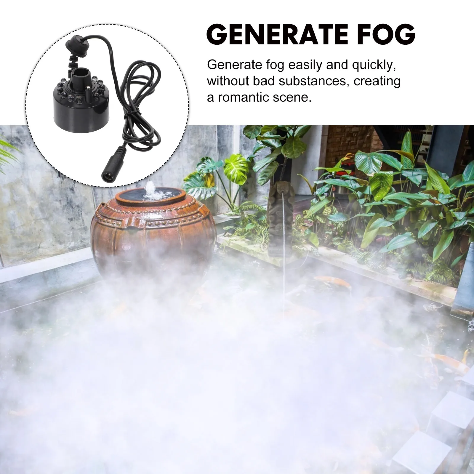 

Mist Maker Fog Generator for Fish Tank Pond Small Decor Light Rockery Halloween Sprayer Low Noise Atomized Indoor