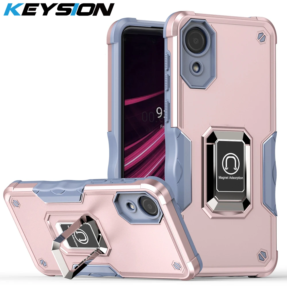 KEYSION Shockproof Armor Case for Samsung A03 Core A03 A03S A02S A21S Silicone+PC Ring Stand Phone Back Cover for Galaxy M32 M31