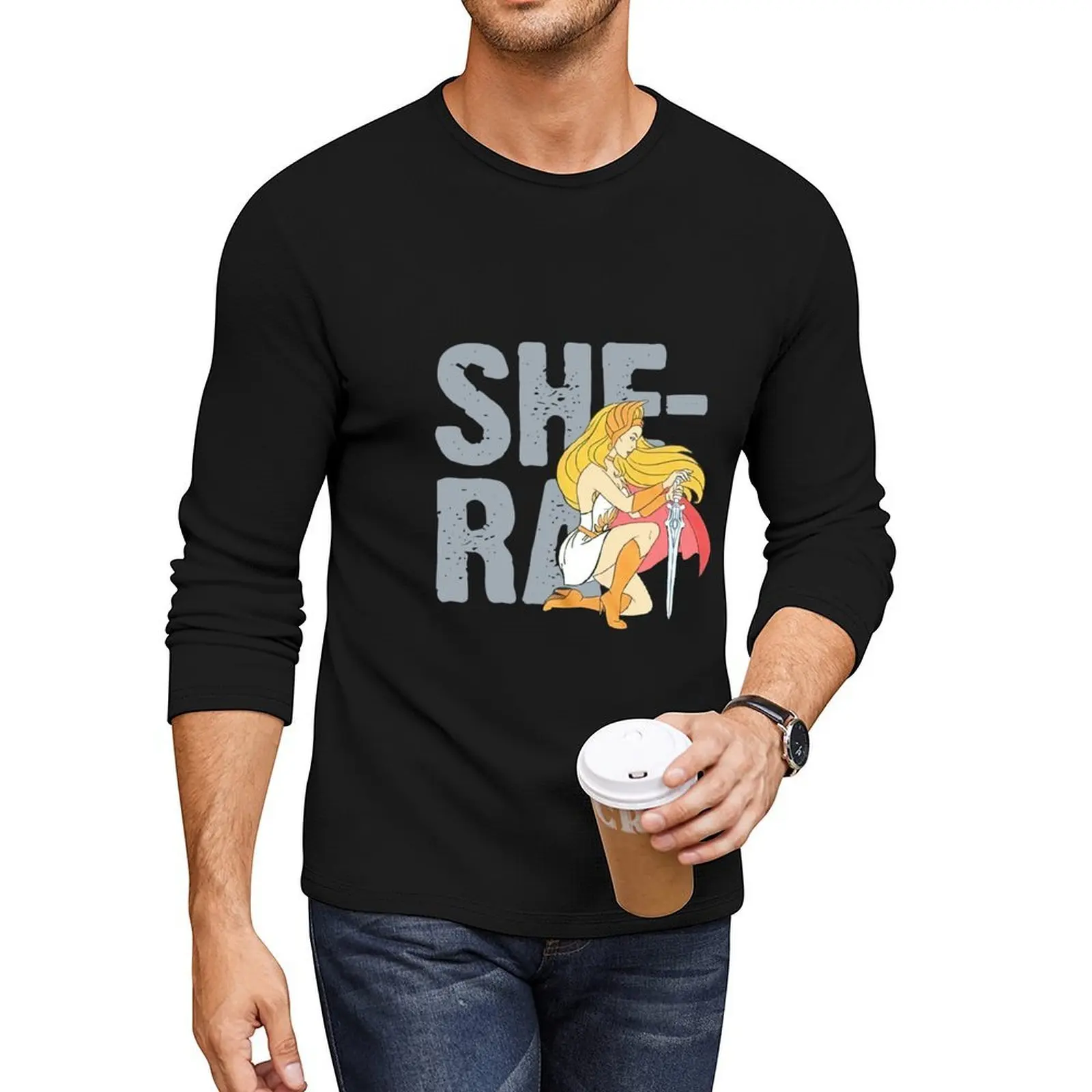 تي شيرت نسائي طويل كبير الحجم من She-Ra ملابس جمالية قميص عرق أسود تي شيرت مخصص تي شيرت رجالي أبيض