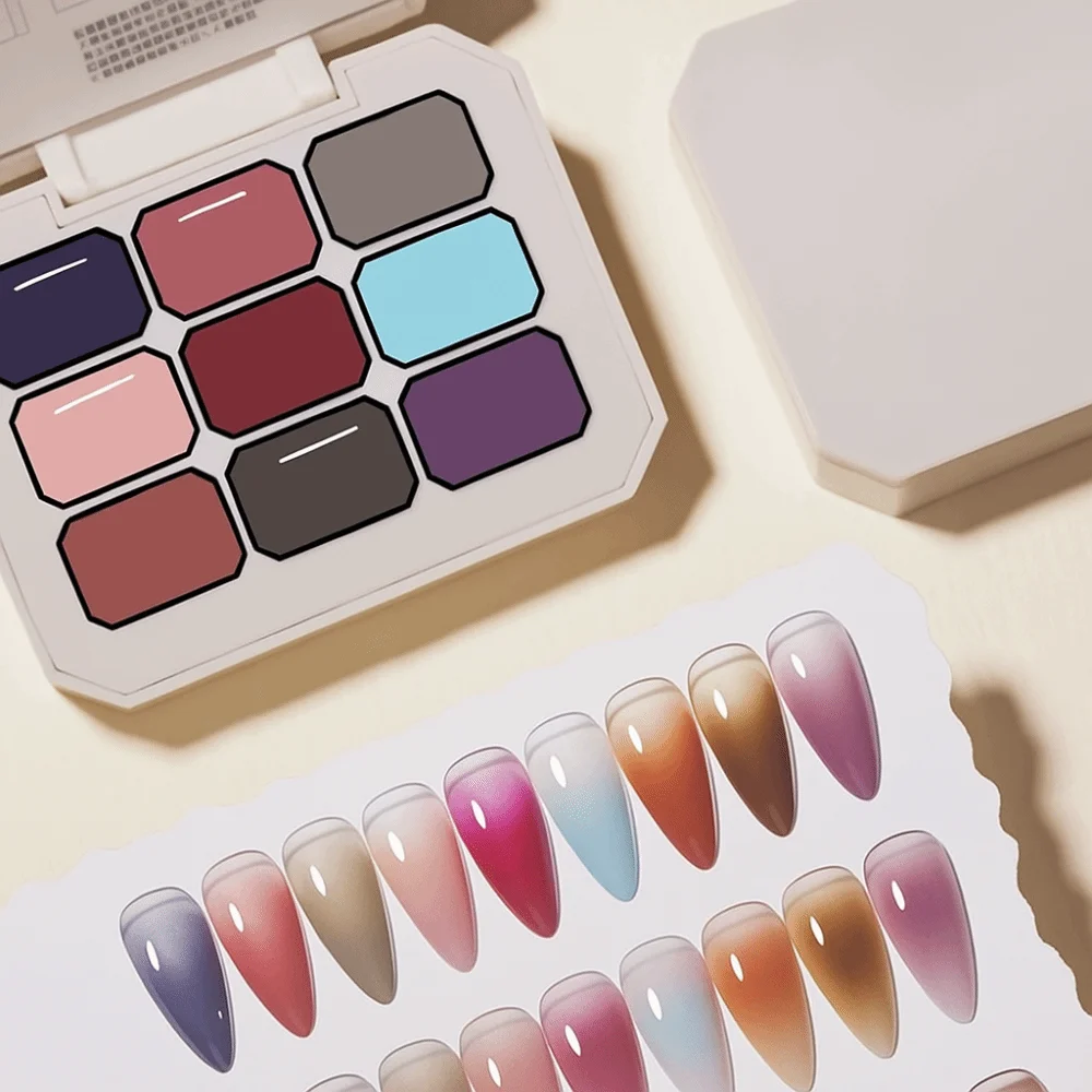 

Mini 4IN1 Pat Ombre Gel Nail Polish French Nail Manicure 9-color Easy Gradient Painting Gel UV Solid Paint Art Gel Gift