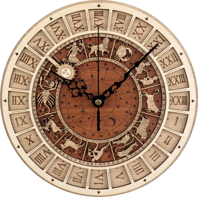 

Astronomical wooden clock creative living room wall clock quartz clock twelve constellations big wall table mute