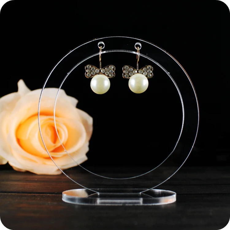 Acrylic Round Earrings Display Earring Holder Ear Stand Jewelry Display Jewelry Organizer Crystal