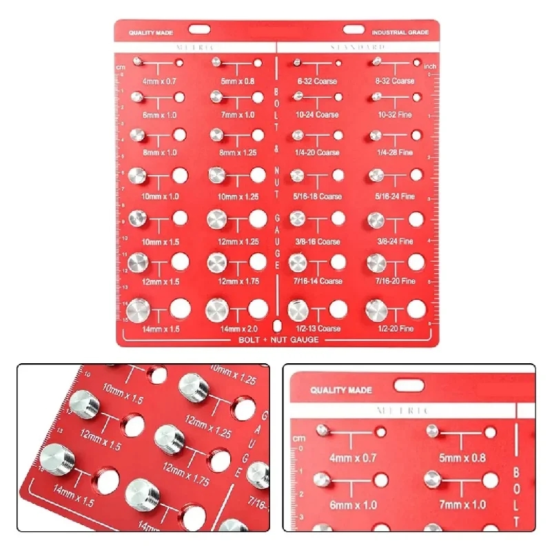 

Nut and Bolt Thread Gauge Lightweight Metric Portable Aluminum Alloy Compact Exquisite Identification Imperial Nut Checker