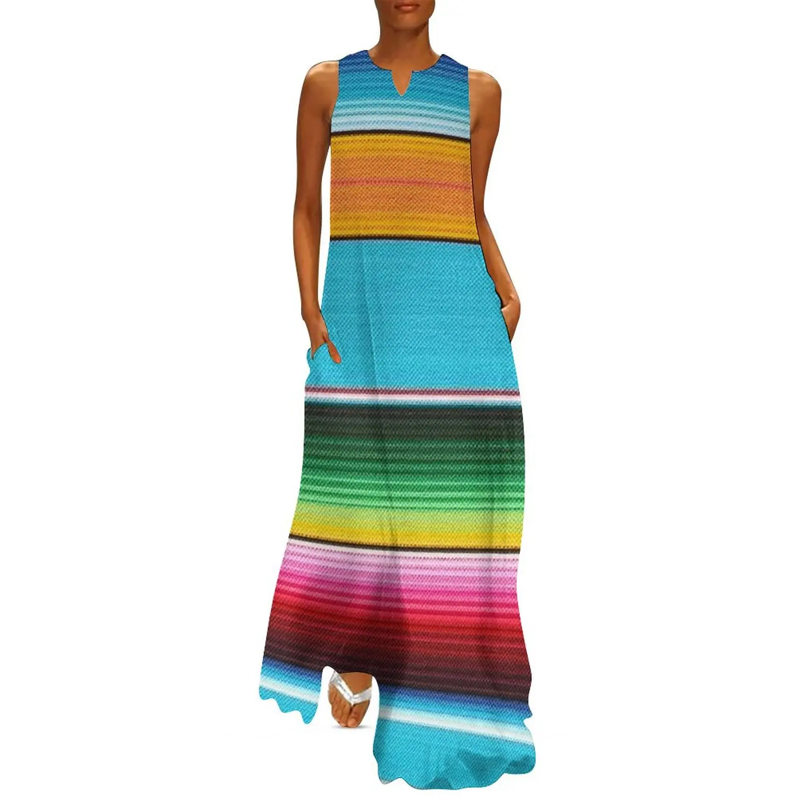 Classical Mexican Poncho Background Long Dress Women's summer long dress summer dresses ladies 2025