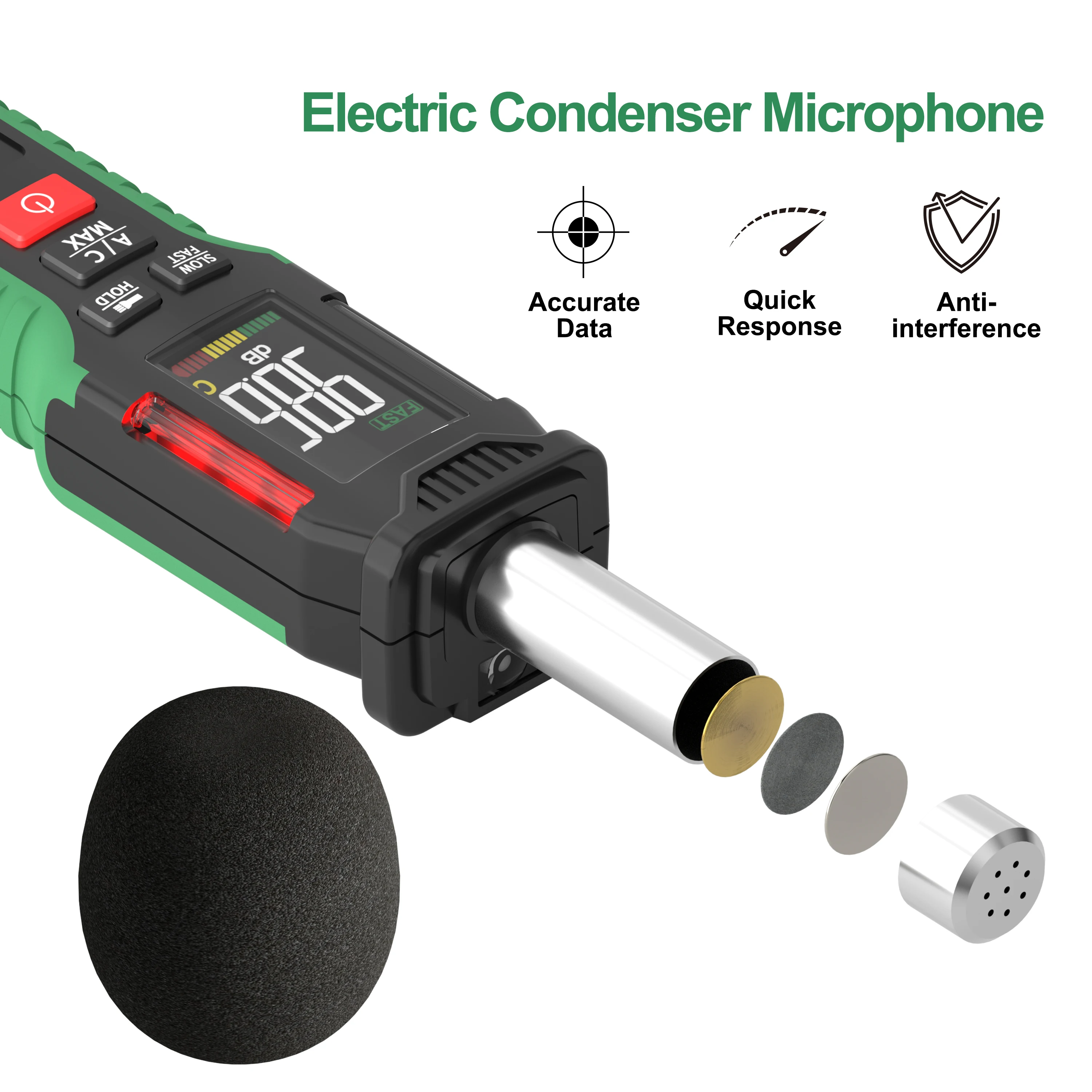 Imagem -02 - Mastfuyi-handheld Sound Level Meter Medição de Ruído Medição de Áudio Digital db Metro 30130db Fy8837