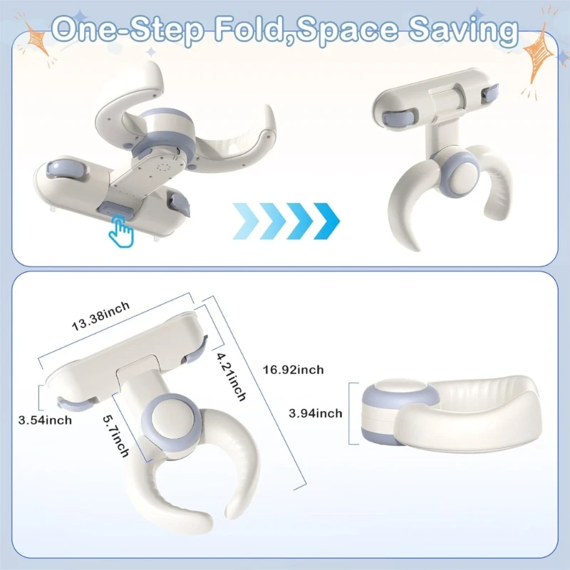J15U مساعد حمام الطفل القابل للتعديل، مرفق جداري، دعم الدش لتجربة استحمام آمنة، آلية طي سهلة #6