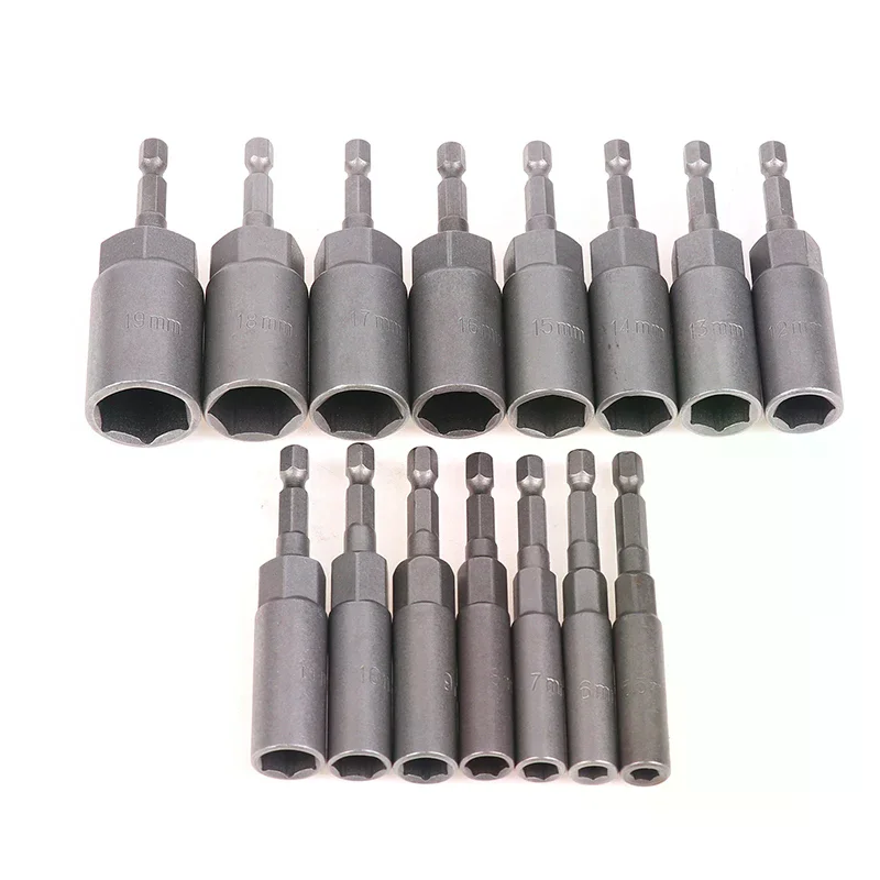 5.5-19mm Hex Socket Sleeve Power Tool Accessories 80mm Power Nut Driver - includes 15 Impact Socket Adapters