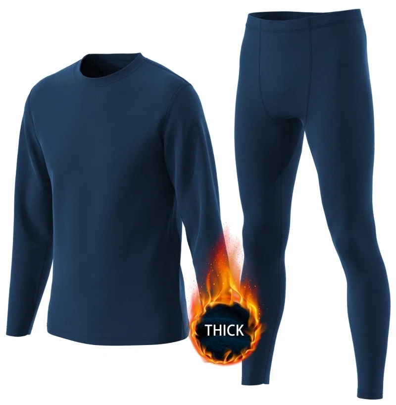 Winter Thermal Underwear Set Long-sleeved Trousers Home Suit Winter Tops Trousers Fleece-lined base layer Ski Suits Man