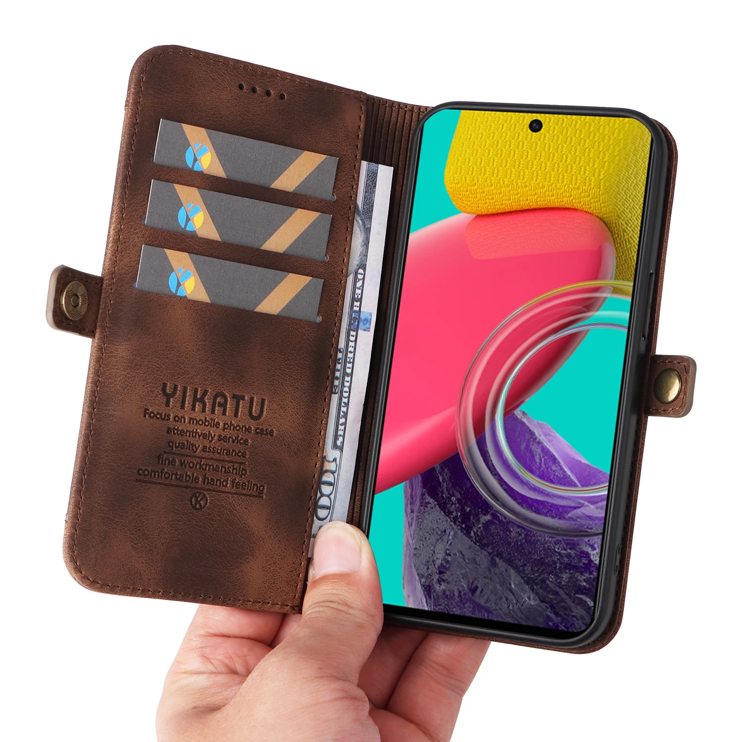 حافظة لهاتف سامسونج جالاكسي M 33 52 53 55 نوت 9 10 برو 20 حافظة هاتف مغناطيسية بإبزيم جانبي فاخر لتخزين البطاقات والمال