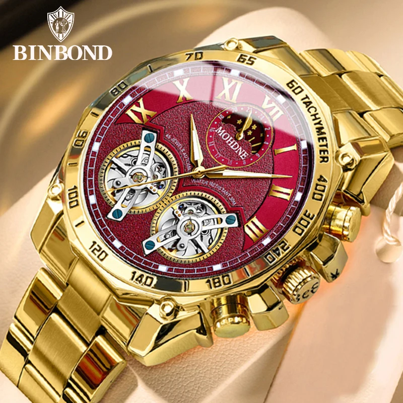 BINBOND Luxury Men Quartz Watches Fashion Concept Decorative Dial Casual Military Sports Wristwatch Waterproof Men's Clock