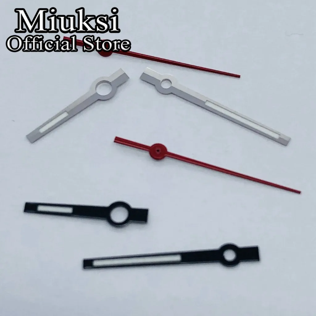 Miuksi silver black red watch hands green luminous hands fit NH35 NH36 ETA2824 2836 Miyota8215 8205 DG2813 3804 PT5000 movement