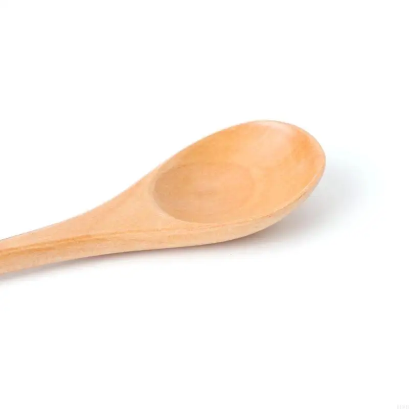 H8WB Wooden Spoon Soup Sugar Teaspoons Long Handle Kitchen Utensil Tool Tableware