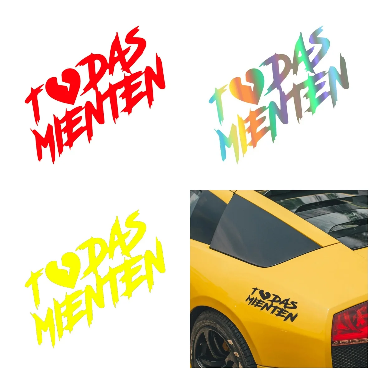 

Funny "TODAS MIENTEN" Car Body Stickers - Waterproof PVC Decals for Car Sides, Doors, and Windows, Decorative Trim Accessories