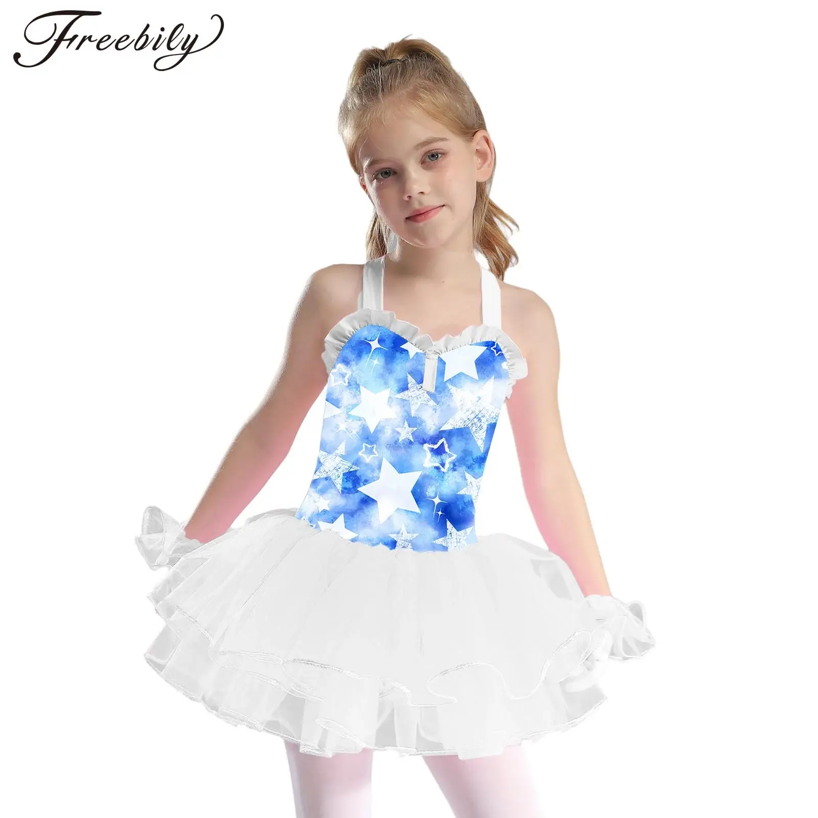 

Балетные трико для девочек, пачка, балерина, танцевальный костюм для фигурного катания, гимнастический костюм, сетчатое платье принцессы без рукавов с принтом и рукавами