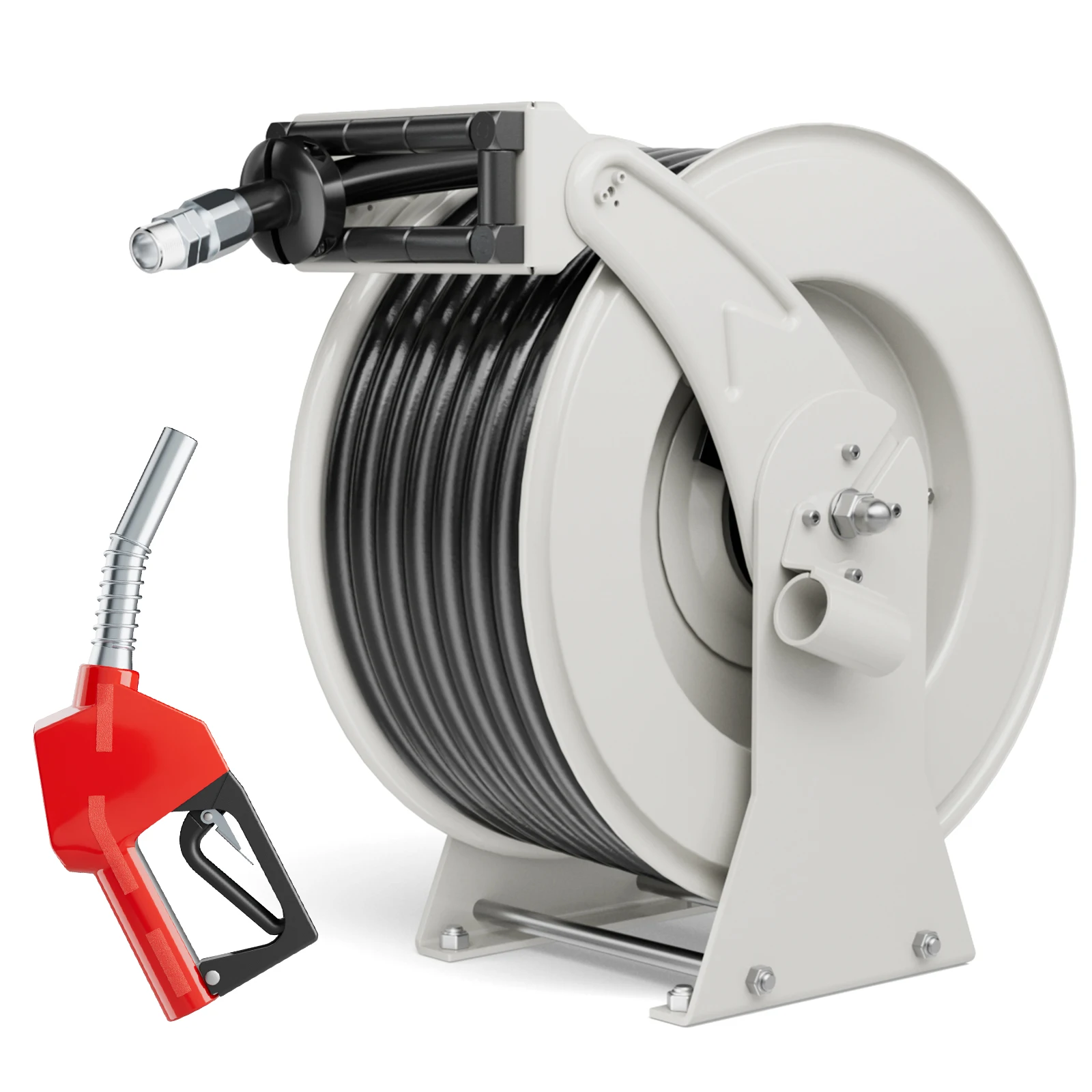 

Retractable Fuel Hose Reel, 3/4" x 66' Diesel Hose Reel, Heavy-duty Steel Construction with Automatic Refueling Gun