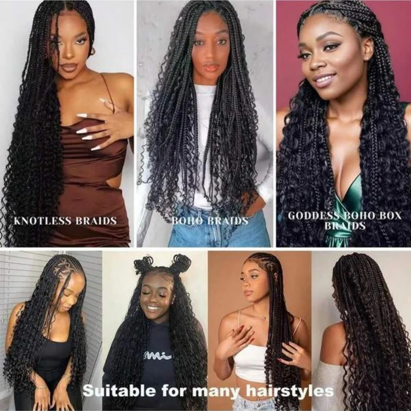 2 Bundles Water Wave Bulk Human Hair Extension No Weft Natural Black Bulk For Braiding Deep Wave Human Hair For Boho Braids 28