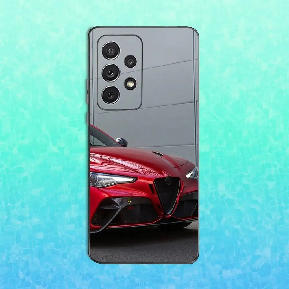 حافظة هاتف رائعة من A-Alfas R-Romeo لهاتف سامسونج S25، S24، S23، S22، S21، S20، S10، Ultra، Plus، Lite، FE، غطاء أسود من السيليكون الناعم