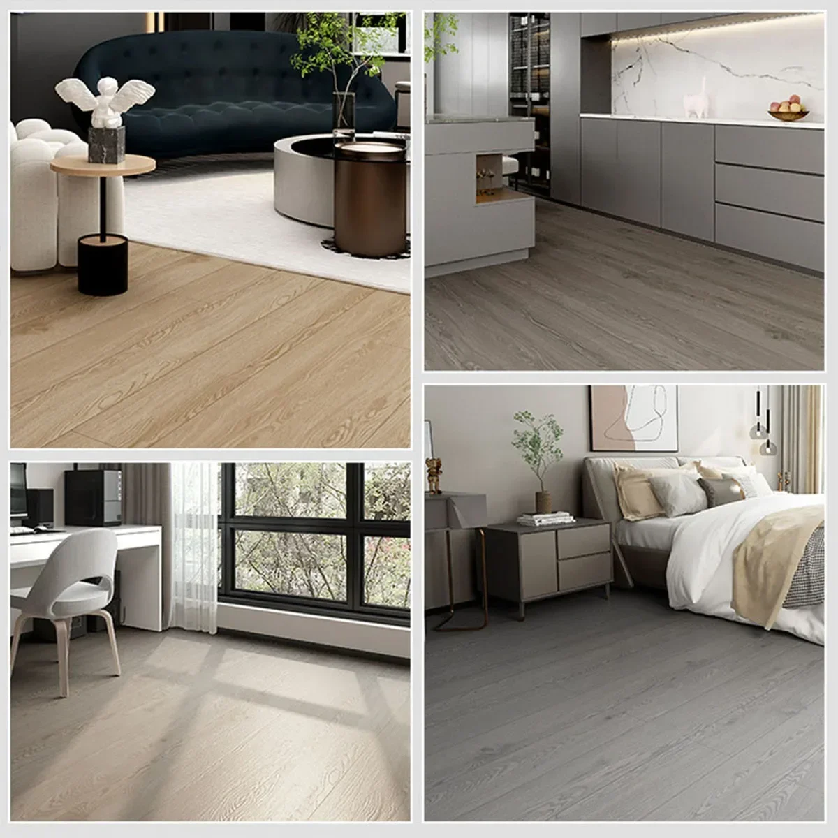 3D Wood Grain Peel And Stick Thick Floor Tiles, SXP Wallpaper, Waterproof Vinyl Wood Flooring, mould proof
