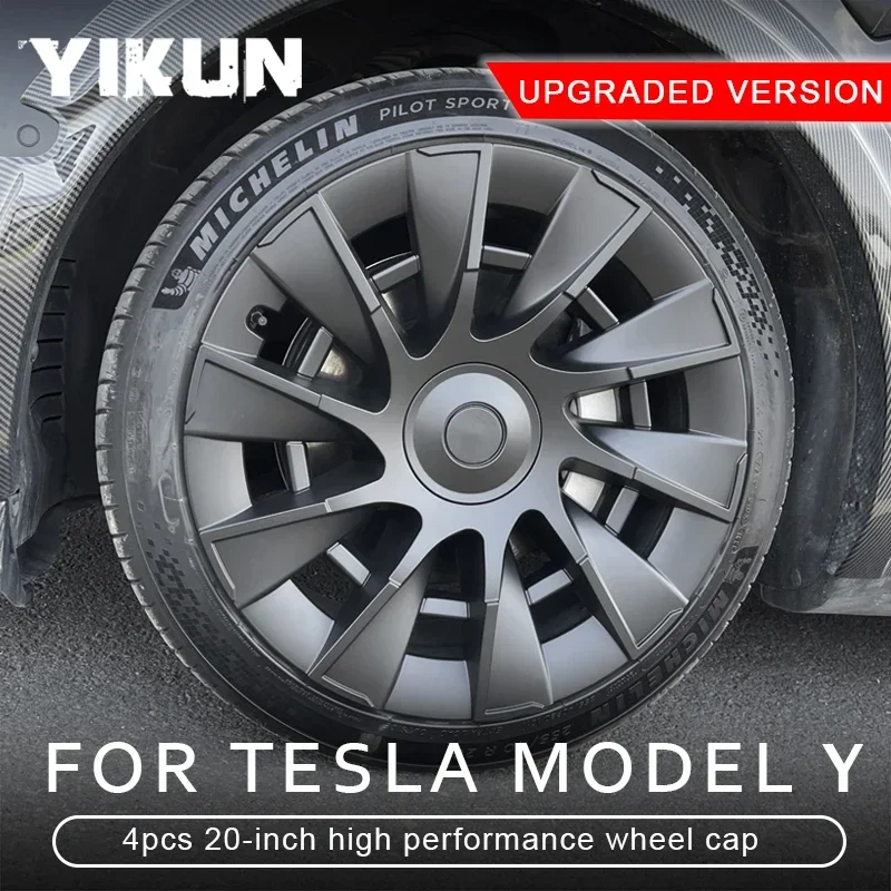 4PCS Hub Cap Performance Replacement for Tesla Model Y Wheel Cap Automobile Hubcap Full Rim Cover Accessories 20 Inch 2019-2024