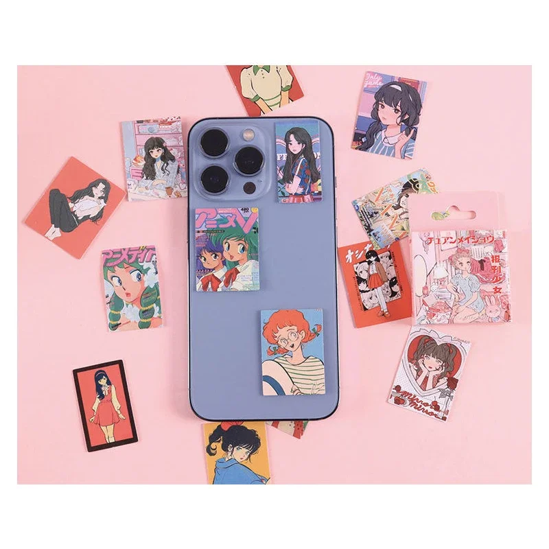 46 шт., декоративные штампы из милого материала для девочек, милые наклейки, декоративные литературные художественные наклейки в коробке, ежедневный альбом для мусора