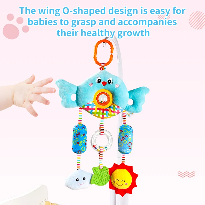 Nieuwe babyrammelaars speelgoed pluche cartoon dier kinderwagen hangend speelgoed kinderwagen bed hangende windbel zintuiglijke babyspeelgoed autostoel speelgoed