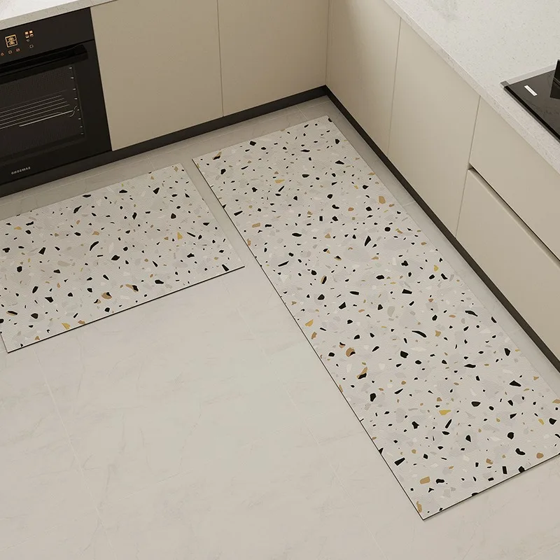 Long Strip Kitchen Carpet Non-slip Waterproof Oil-proof Floor Mat PVC Leather Imitation Marble Texture Color Rug Balcony Mats 러그