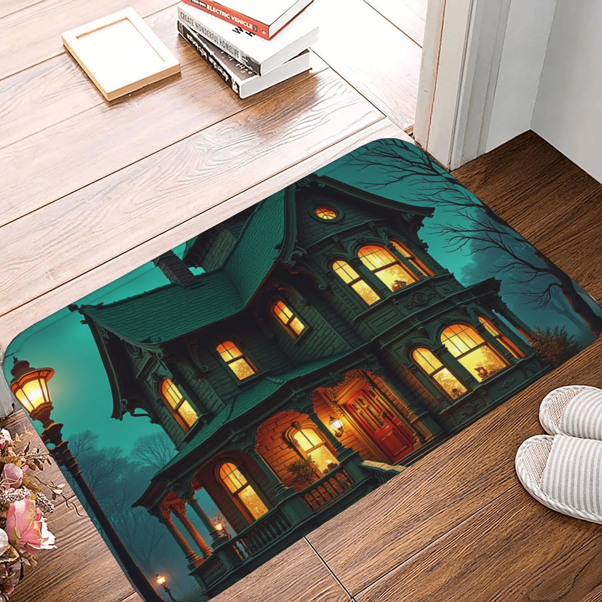 

1PC Halloween Pattern Kitchen Rug Non-Slip Door Mat Pop design Bathroom Rug Bath Mat Carpet for Home Sink Laundry Decor