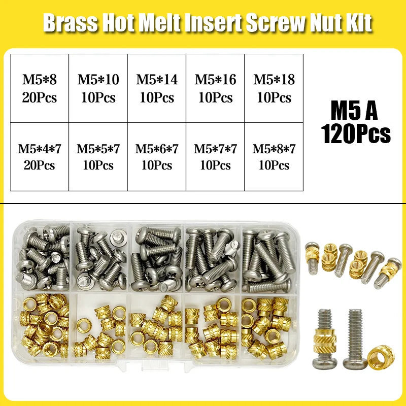 Messing einsatz mutter Schraubens atz Heiß schmelze Rändel gewinde Wärme spritzguss Einbettung Kupfer mutter und Schraube m2 m3 m4 m5 m6 3D-Druck – Detail 10