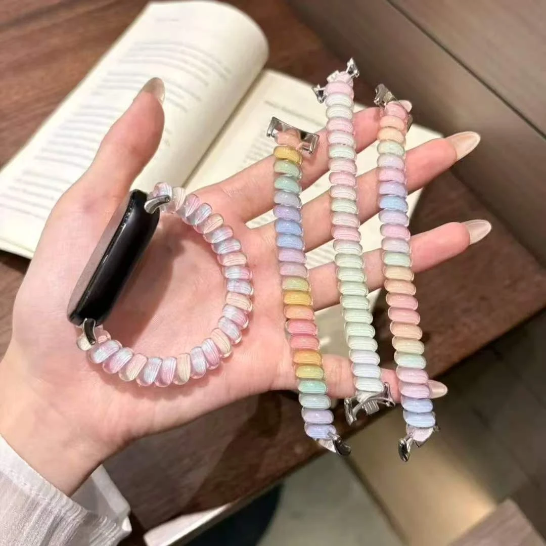 Colorful Elastic Stretchable Strap for Xiaomi Band 10 9 8 Coil Bracelet for Redmi Watch 6 5 4 18mm 20mm 22mm Universal Wristband