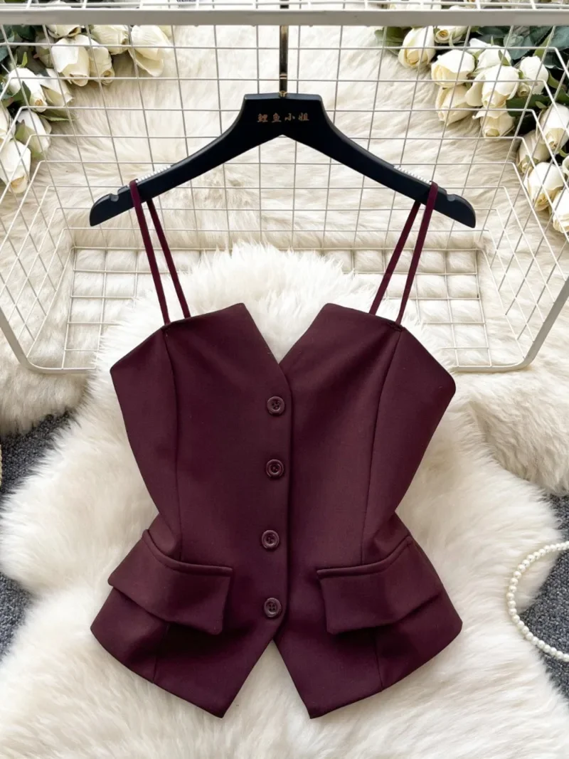 High-grade Sling Strapless Vest Women Tops new fashion Slim-fit Elegant Design Royal Sister Socialite Tide female Tops