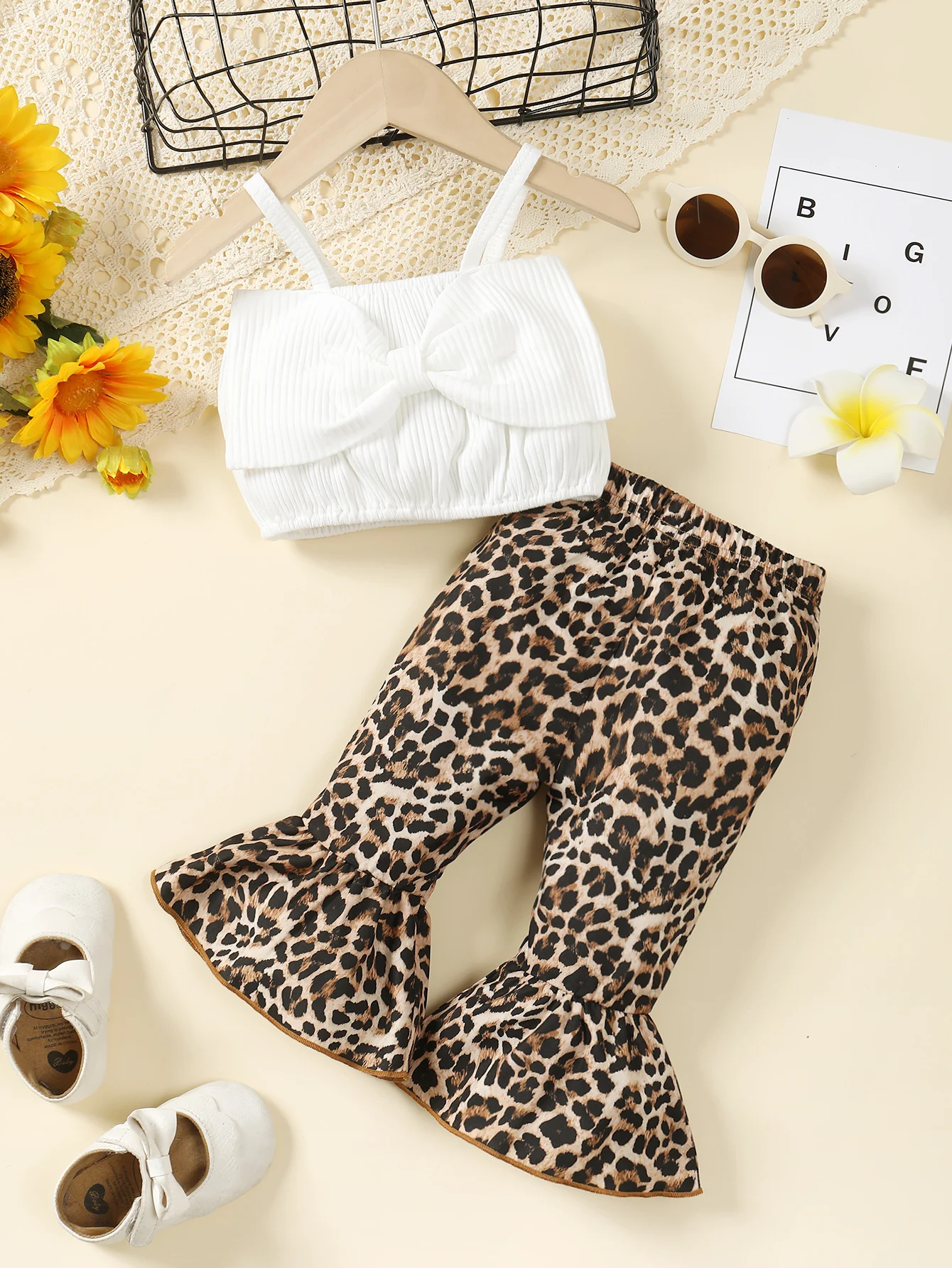 0-2 Year Old Newborn Summer Style Fashionable Two-piece Female Baby Sleeveless Pants Leopard Print Set