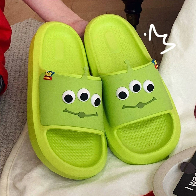 Disney Toy Story Alien Slippers Cute Cartoon Summer Soft Sole Slipper Women Man Bath Flip Flops EVA Non-slip Casual Shoes Sandal