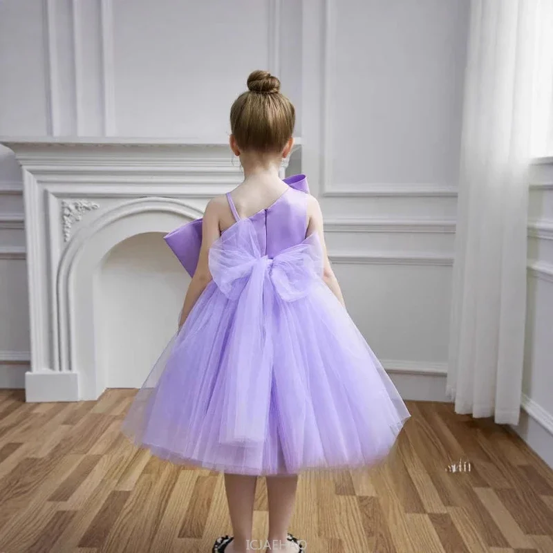 

Flower Purple Girls Costume Summer Dresses Girl Pageant Gown Birthday Party Formal Kids Outfit Children Clothing Kids Dress