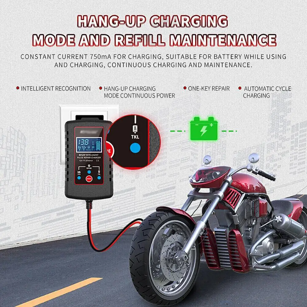 Motorcycle Battery Charger 6/12v Intelligent Fully Repair Maintenance Charge Automatic Motorcycle Yachting Charger Pulse P8p4