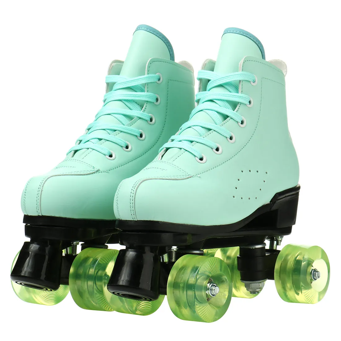 Lila Grün Rollschuhe Schuhe Mikrofaser Leder Erwachsene Männer Frauen Unisex Quad 4-Räder Skating Sliding Sport Trainingsschuhe