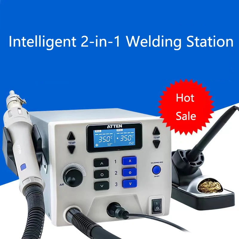 ATTEN ST-8902D Digital Rework Station Hot Air Gun 90W Soldering Iron Solder Station 1300W 2 in 1 110/220V Mobile Phones Tools