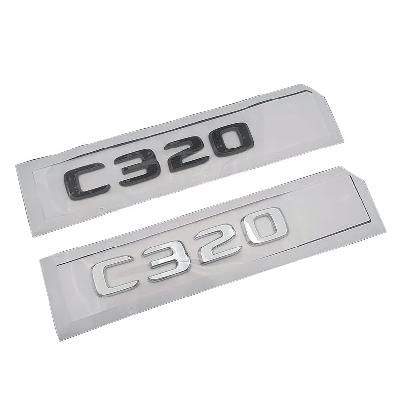 Adhesive ABS 3d Black Chrome Letters For Car Mercedes Benz C320 W205 W204 W203 Trunk Badge Sticker C 320 Emblem Logo Accessories